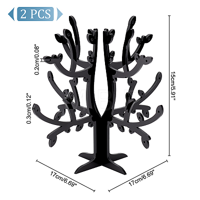 Opaque Acrylic Earring Display Tree Stands ODIS-WH0025-117-1