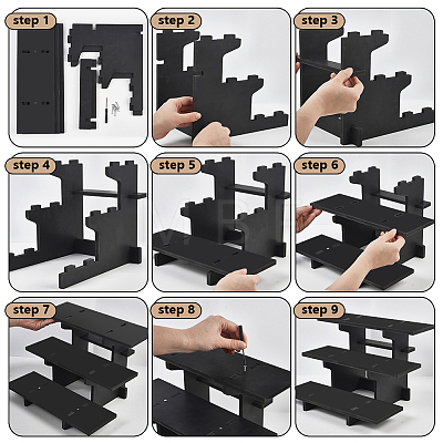 Rectangle PVC 3-Tier Gift Desktop Organizer Shelf AJEW-WH0609-952B-02-1