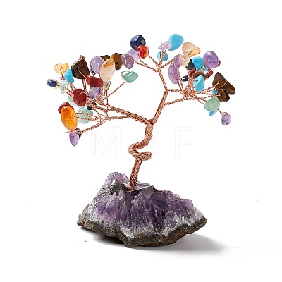 Natural Gemstone Tree Display Decoration DJEW-G027-05RG-05-1