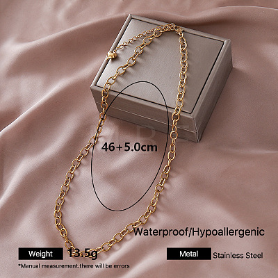 Vintage 304 Stainless Steel Cable Chain Necklaces for Women QF0700-3-1