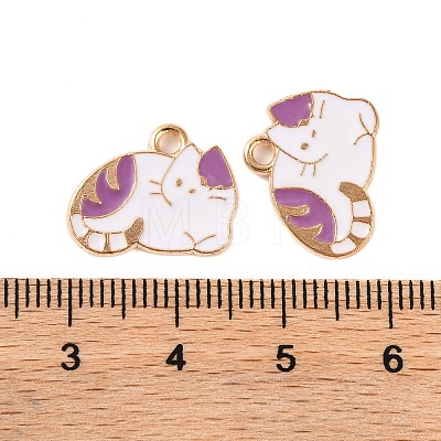 Light Gold Plated Alloy Enamel Pendants ENAM-Z017-13KCG-02-1