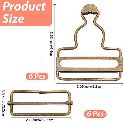 6Bags Adjustable Alloy Buckle FIND-CP0003-92C-1