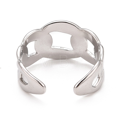 304 Stainless Steel Curb Chain Shape Cuff Ring for Women RJEW-C025-31P-1