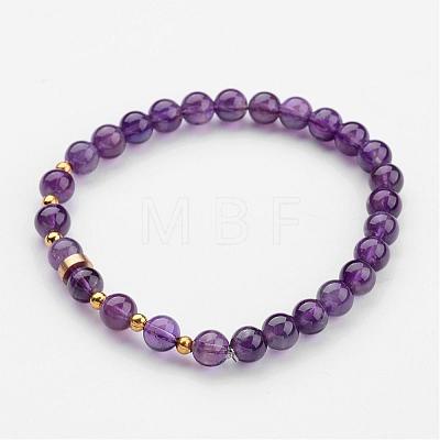 Natural Round Gemstone Beaded Stretch Bracelets BJEW-JB02453-1