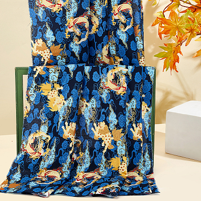 Qilin Pattern Cotton Fabric DIY-WH0579-97B-1