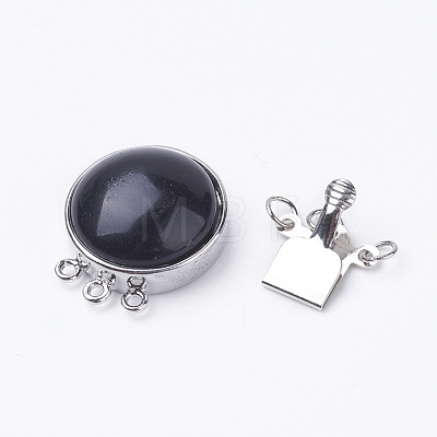 Natural Dyed & Heated Black Agate Box Clasps G-E427-14P-1