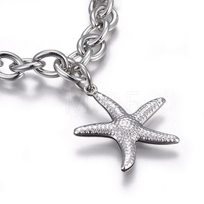 Tarnish Resistant 304 Stainless Steel Charm Bracelets BJEW-L637-28-P-1
