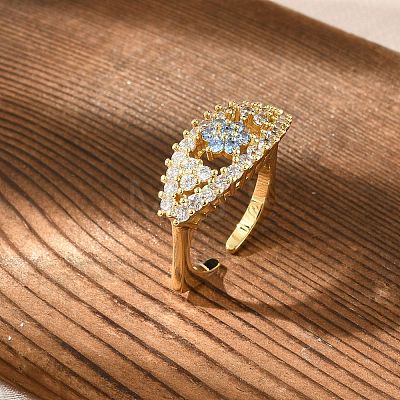 Brass Micro Pave Cubic Zirconia Cuff Rings for Women RJEW-S401-02G-1