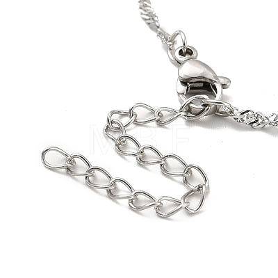 304 Stainless Steel Singapore Chain Necklace with Beads for Men Women NJEW-P263-01P-1