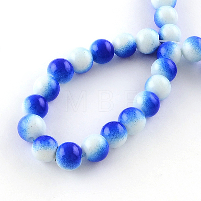 Two-Color Baking Painted Glass Bead Strands DGLA-R050-8mm-31-1