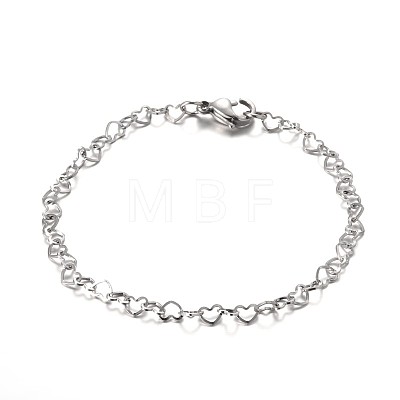 Heart 304 Stainless Steel Link Bracelets X-BJEW-JB01929-1