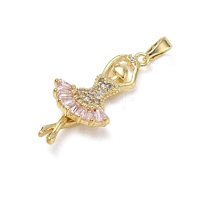 Brass Micro Pave Pink Cubic Zirconia Pendants LS-CU-CBA5CBE-01G-1