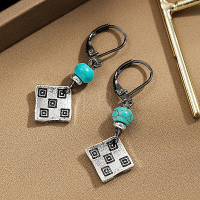 Alloy Rhombus Leverback Earrings for Women WGCA4A6-01-1