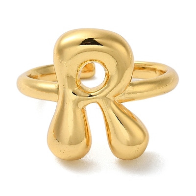 Initials Brass Open Cuff Ring for Women RJEW-N046-02R-G-1