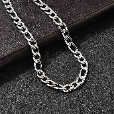 7MM 304 Stainless Steel Figaro Chain Necklaces for Women Men NJEW-B134-04A-P-1