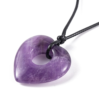 Natural Amethyst Pendant Necklaces NJEW-K268-01B-1