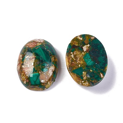 Assembled Synthetic Malachite and Imperial Jasper Cabochons G-L502-18x25mm-05-1