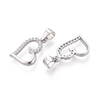 925 Sterling Silver Micro Pave Clear Cubic Zirconia Pendants STER-T008-82P-1