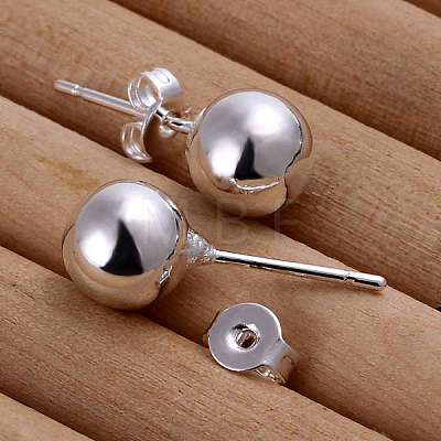 Ball Brass Stud Earrings EJEW-BB11902-1