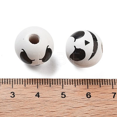 Printed Wood European Beads WOOD-G022-08A-18-1