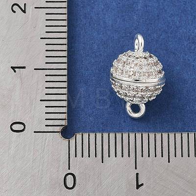 Brass Micro Pave Clear Cubic Zirconia Magnetic Clasps KK-P284-01A-S-1