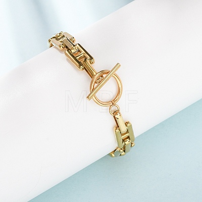 304 Stainless Steel H Link Chain Bracelets with OT Clasps SA-CBAC0E7-01G-1