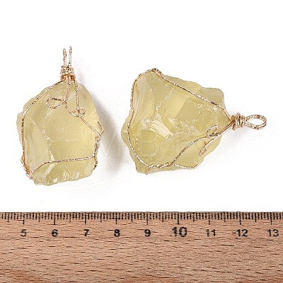 Raw Rough Natural Yellow Quartz(Heated) Big Pendants G-Q606-07-1