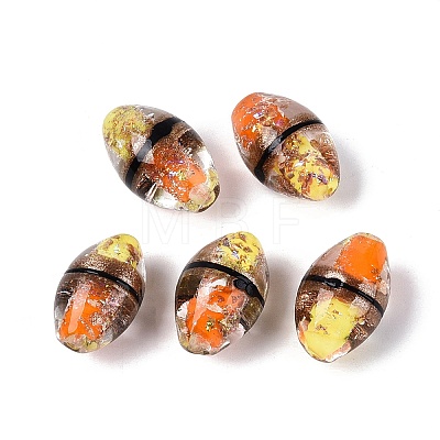 Two Tone Color Handmade Foil Glass Beads FOIL-Q001-01C-1