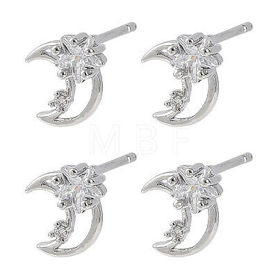 SHEGRACE Brass Micro Pave Cubic Zirconia Stud Earrings XGRQ4N495-709P-1