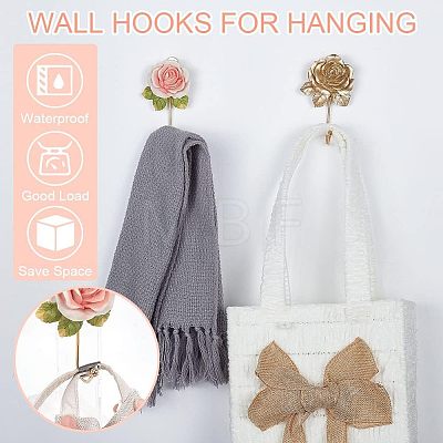  3Pcs 3 Colors Resin Rose Hook Hangers AJEW-NB0003-71-1