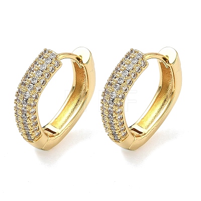 Brass Micro Pave Clear Cubic Zirconia Hoop Earrings EJEW-C182-07A-G-1