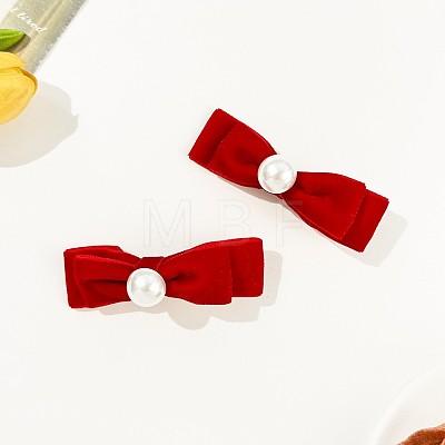 Bowknot Plush Alligator Hair Clips PW-WG0693F-03-1