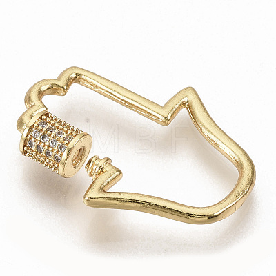 Brass Micro Pave Clear Cubic Zirconia Screw Carabiner Lock Charms ZIRC-S066-004-1