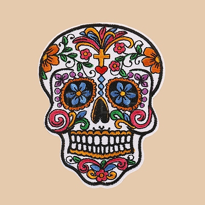 Skull Computerized Embroidery Cloth Sew on Patches PW-WG37707-01-1