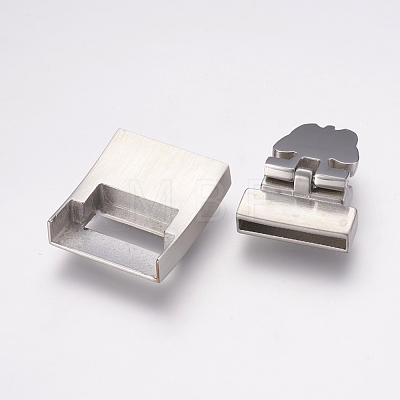304 Stainless Steel Magnetic Clasps with Glue-in Ends STAS-E144-168P-1