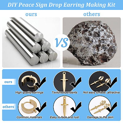 Unicraftale DIY Dagger Drop Earring Making Kit STAS-UN0036-34-1