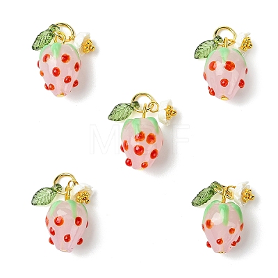 5Pcs Handmade Lampwork Pendants PALLOY-YW00108-03A-1