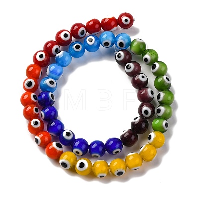 Chakra Theme Handmade Evil Eye Lampwork Beads Strands LAMP-G164-06B-1