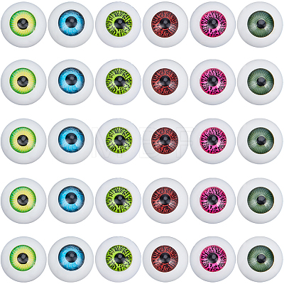 Gorgecraft 36pcs 6 colors Half Round Acrylic Craft Eyes KY-GF0001-45-1