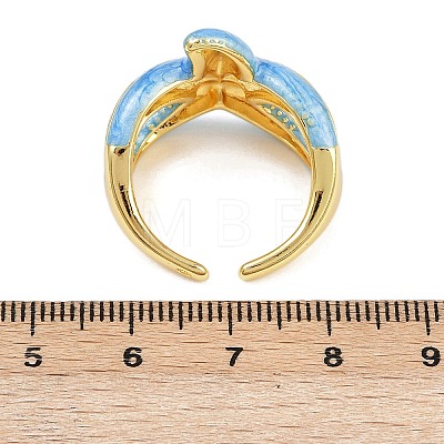 Brass Enamel Adjustable Cuff Rings for Women RJEW-G357-01K-1
