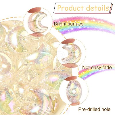 50Pcs UV Plating Transparent Acrylic Beads PACR-CJ0001-25-1