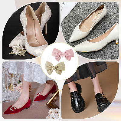 4Pcs 2 Colors Polyester Bowknot Shoe Decorations FIND-GF0005-01-1