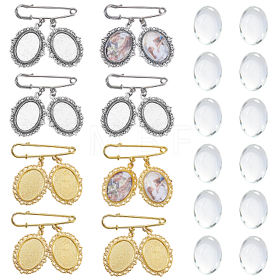 Alloy & Steel Oval Tray Brooch Base Settings JEWB-DC00008-1