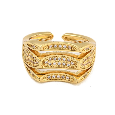 Rack Plating Brass Micro Pave Cubic Zirconia Finger Rings RJEW-C111-04G-1