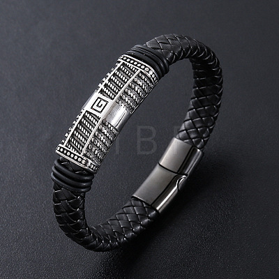 Punk Braided PU Leather Cord Bracelets OT2015-3-1