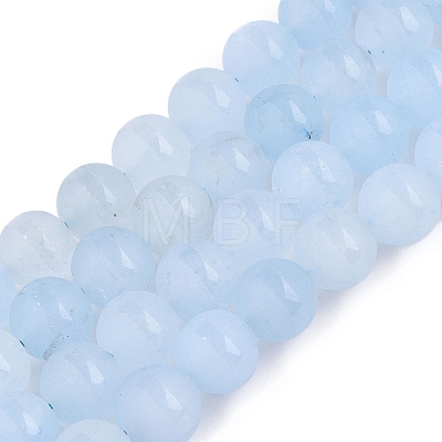 Frosted Natural White Jade Beads Strands G-T138-10mm-209C-1