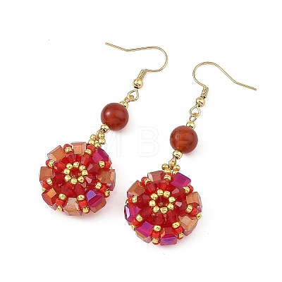 Glass Seed Beads Dangle Earrings EJEW-MZ00763-02-1