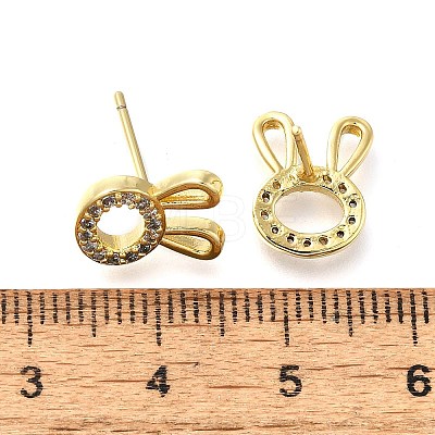 Rabbit Head Brass Micro Pave Cubic Zirconia Ear Studs EJEW-D304-39G-1