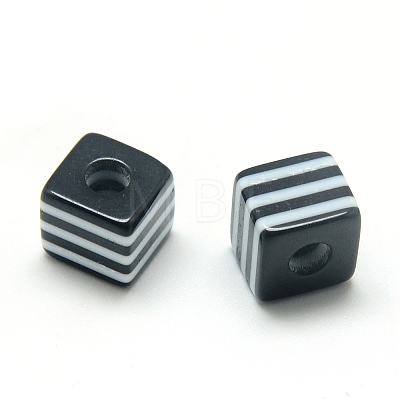 Opaque Stripe Resin Beads X-RESI-S342-10x10-01-1