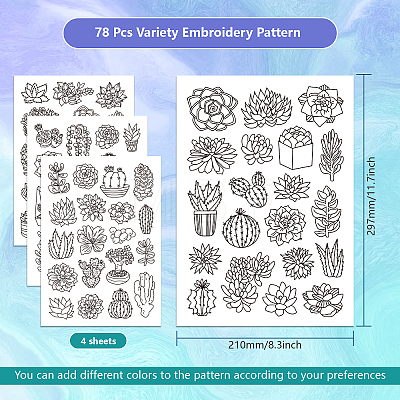 4 Sheets 11.6x8.2 Inch Stick and Stitch Embroidery Patterns DIY-WH0455-056-1
